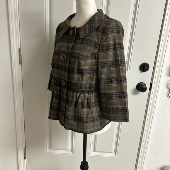 Vintage Semantiks Plaid Button Front Peplum Jacket Blazer Medium - Picture 4 of 9
